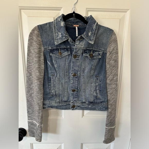 Free People Denim/Knit Jacket. Size XS. - Picture 2 of 5